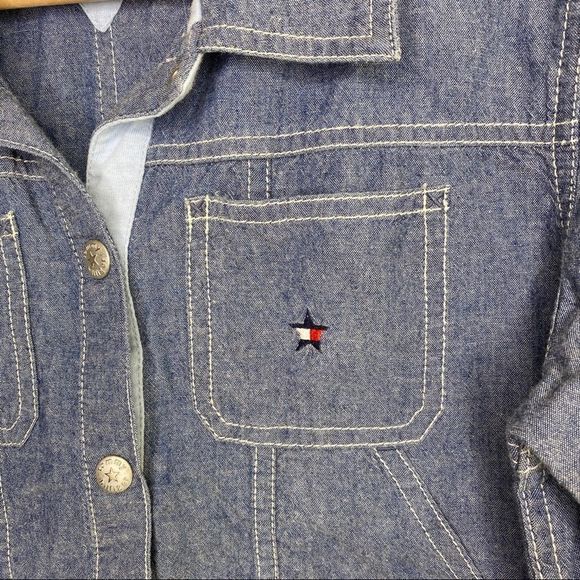 Tommy Hilfiger Chambray snap up jacket size Large - Picture 3 of 9